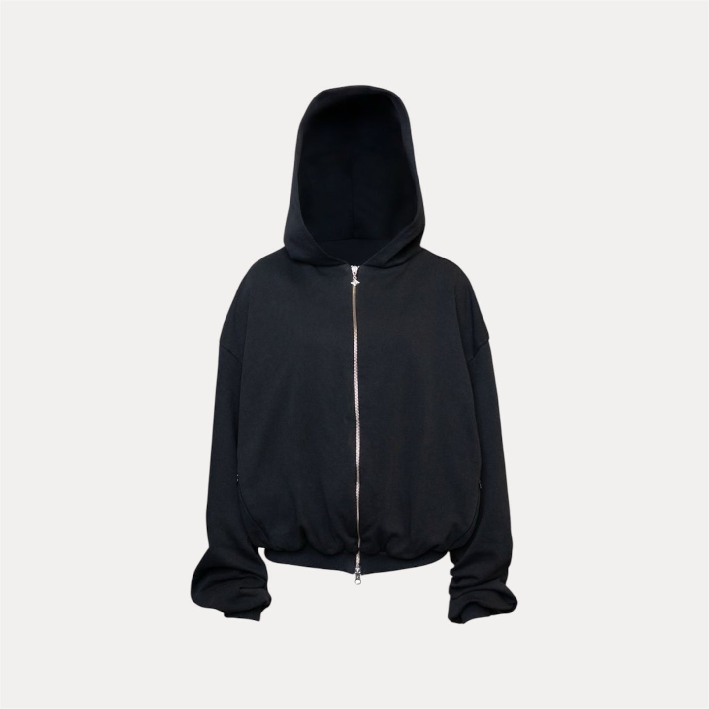 Amulet double layered Zip Hoodie (Black)